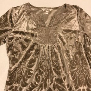 Long Sleeve Tan Velvet Blouse